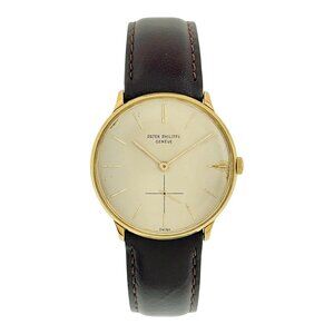 Patek Philippe Calatrava 18k Yellow Gold Silver Dial 33mm Manual Wind Watch 2573